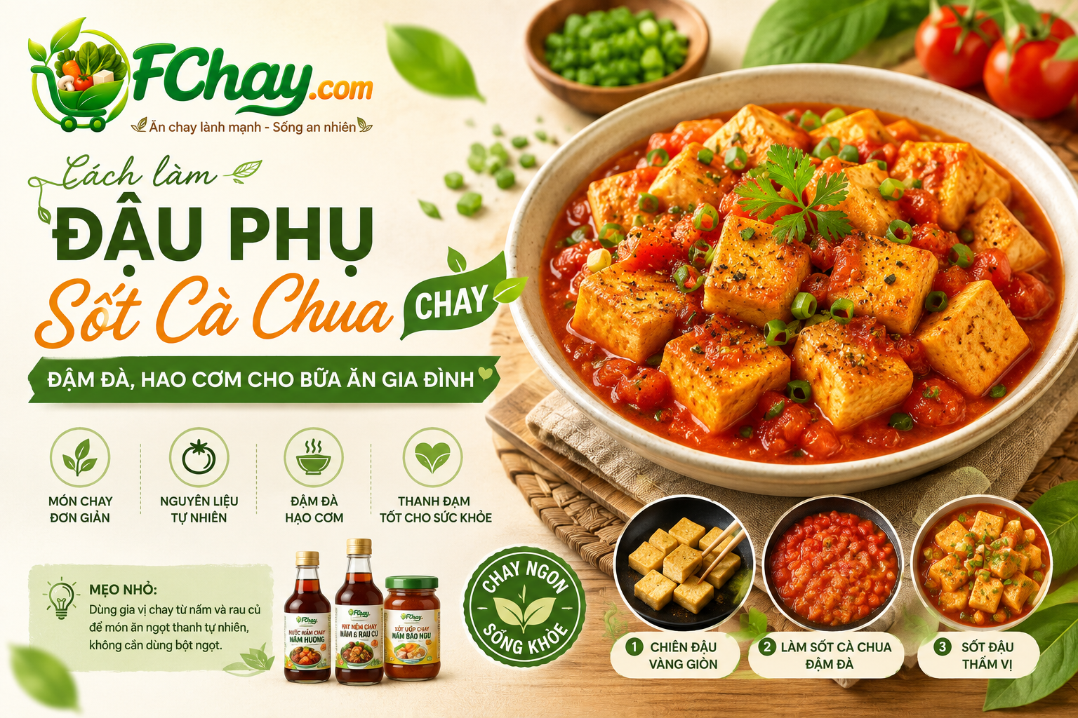 Cách Làm Đậu Phụ Sốt Cà Chua Chay Đậm Đà, Hao Cơm Cho Bữa Ăn Gia Đình